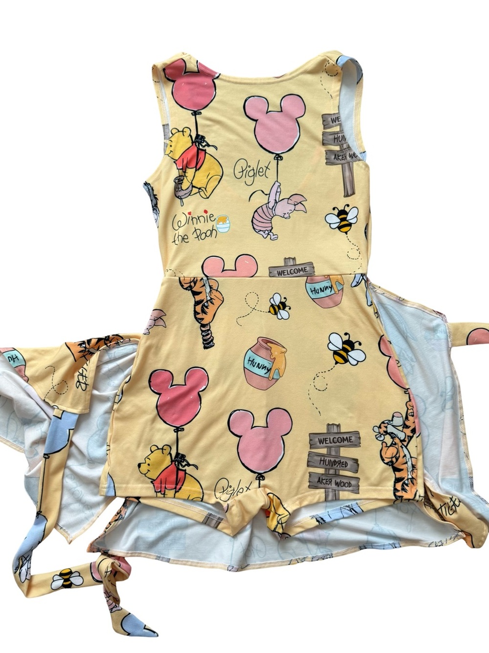 Women’s Disney Inspired Winnie the Pooh Balloon Print Dress Wrap Dress - Picture 3 of 4